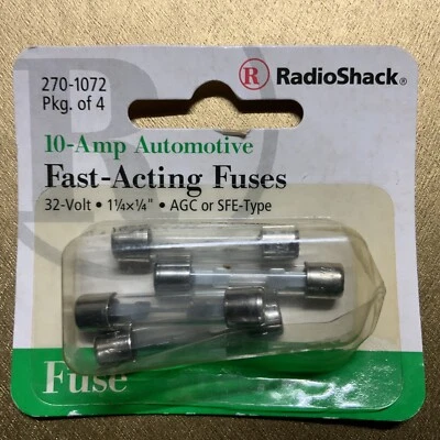 Fusibles de vidrio automotriz AGC SFE de acción rápida de 10 amperios 32 V 1-1/4 X 1/4 10A 4/PK 1072 Foto 1 de 2