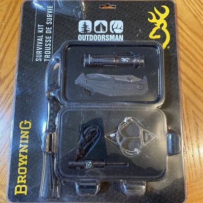 Kit de supervivencia Browning Outdoorsman cuchillo plegable linterna alambre sierra brújula estuche Foto 1 de 2