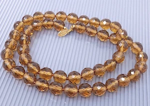 Vintage Miriam Haskell Gold tone Brown Crystal Beads Necklace 24" - Picture 1 of 4