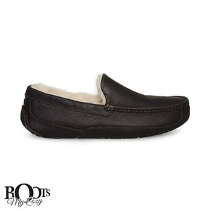 UGG ASCOT WIDE CHINA TEA LEATHER CASUAL MOCCASIN MEN'S SLIPPERS SIZE US 9 NEW - Picture 1 of 6