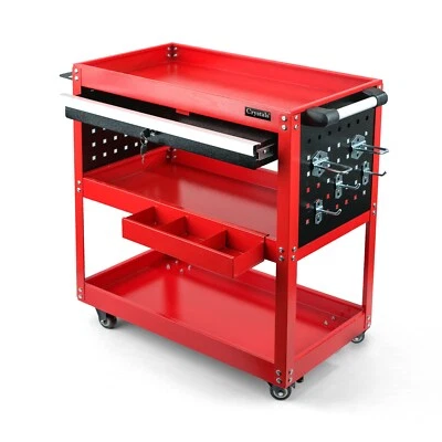 3-Tier Tool Trolley Cart Roller Cabinet Heavy Duty Garage Workshop with Drawer - Image 1 of 4