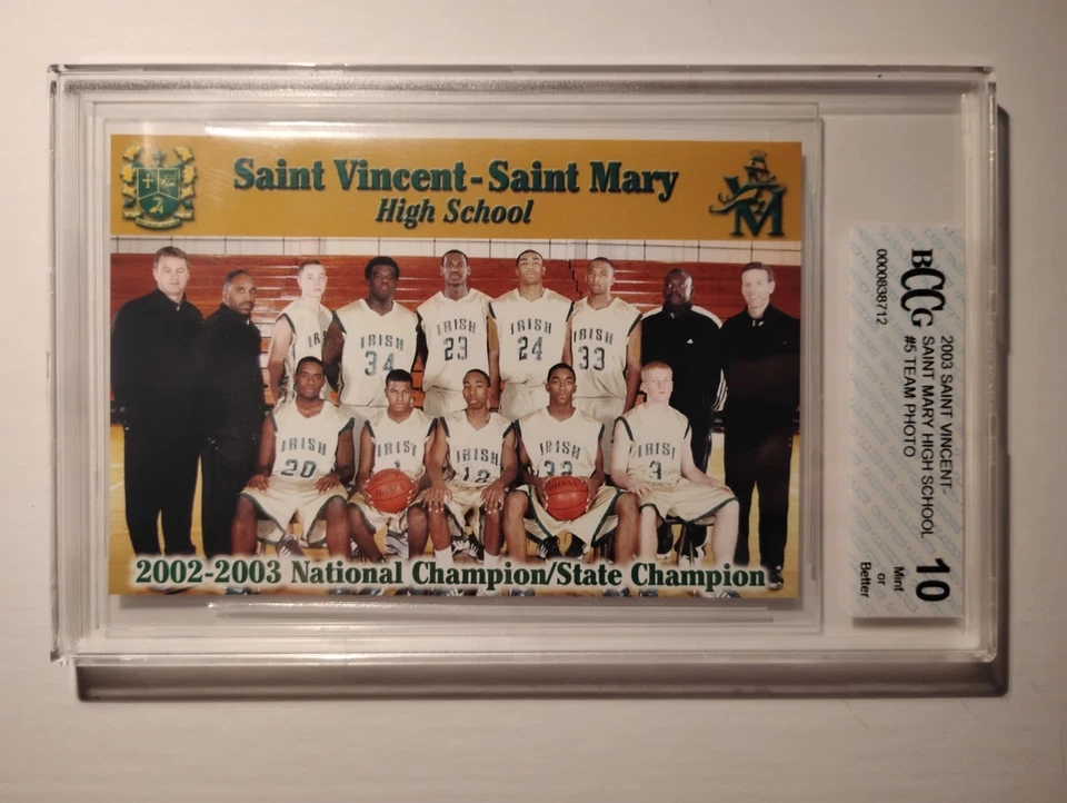 Tarjeta del equipo Lebron James Rookie 2003/10000 St Vincent St Mary BCCG 10 cubierta Foto 1 de 4