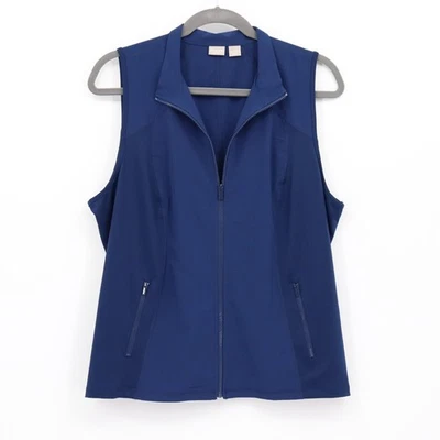 Chicos Zenergy Vest Womens US 20/22 Navy Blue Full Zip Pockets Sleeveless Active - Image 1 of 4