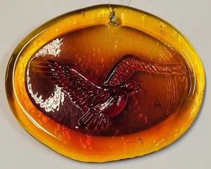 Blenko?? Vintage Amber Glass Bird Suncatcher Ornament - Picture 1 of 12