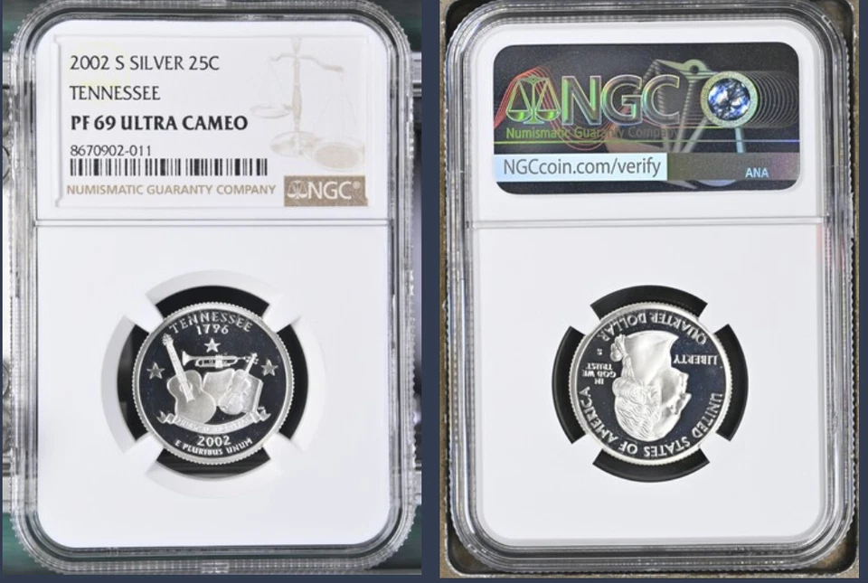 2002-S Proof State Quarter, Tennessee,  PF69 Ultra Cameo NGC Graded - Image 1 of 1