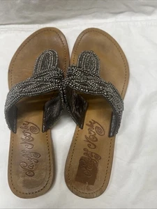 Naughty Monkey Black Jewel Thong Sandals Sz 8 - Picture 1 of 8