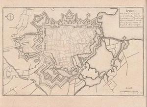 c1700 Ypern Ypres Flandern Begien Flandre Festungsplan Kupferstich-Plan - Imagen 1 de 1