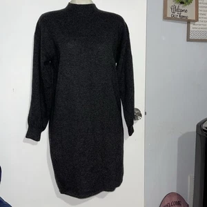 St. John By Marie Gray Gray Mock Neck Long Puff Sleeve Sweater Dress Size 6 - Picture 1 of 10