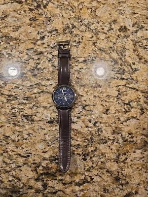 Fossil BQ2095 Flynn Chronograph Blue Dial Leather  Men's Quartz Wrist Watch - Image 1 of 4