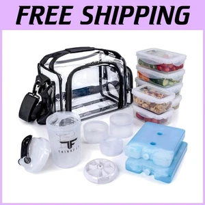 Clear Lunch Bag for Men and Women - 6 Containers, Ice Packs - Picture 1 of 11