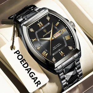 POEDAGAR 958 Tonneau Herrenuhr - leuchtend, Woche/Datum, wasserdicht Quarz - Bild 1 von 25