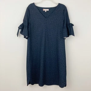 Jude Connally Cory Kleid Gr. L dunkelblau Stretch Denim Etuikleid Schleife Volantärmel - Bild 1 von 8