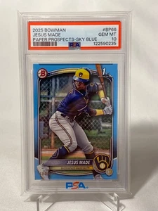 2025 Bowman 1st Chrome Jesus Made Paper Prospects Sky Blue /499 PSA 10 - Picture 1 of 3