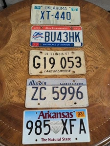 Lot 5 States License Plates 1967 And Later OK AR IL OH VTG - Picture 1 of 6