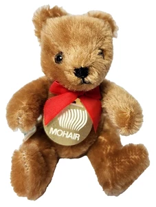 5 Zoll Hermann Teddybär Original W Germany weiches Mohair mit Glasaugen Wolle hellbraun - Bild 1 von 9