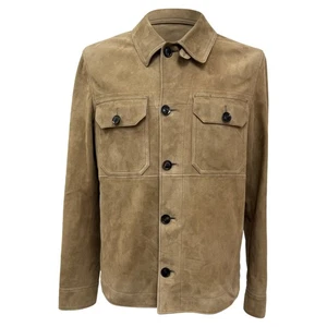 Tom Ford Buttoned Jacket With Pockets In Brown Suede Men Ochre Size 50 - Picture 1 of 4