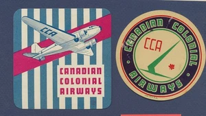 Canadian Colonial Airways - Vintage luggage labels / decals - full original gum - Picture 1 of 1