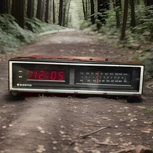 Sanyo RM5100 Radiowecker - AM/FM - Vintage 1990er Nussbaum rote Ziffern - getestet - Bild 1 von 12