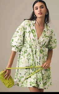 Abito tunica scollo a V Anthropologie Maeve XXS donna casual floreale mini boho chic - Foto 1 di 19