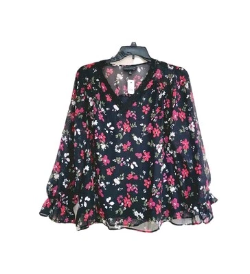 Nueva Blusa Top Lane Bryant Multicolor Estampado Floral Forrada Transparente Talla Grande 18 Foto 1 de 4