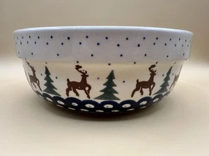 Boleslawiec Polish Pottery Bowls, Christmas Tree/Deer - Picture 1 of 7