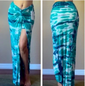 Neu mit Etikett Young Fabulous And Broke YFB blau Batik Knoten Taille Kulani Maxirock S - Bild 1 von 6