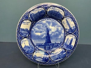 Antiker Rowland & Marsellus Co. "Souvenir of New York City, N.Y" Flow blauer Teller - Bild 1 von 7