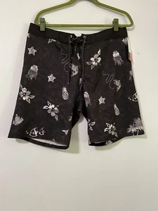 Burnside Herren Stretch Boardshorts Badehose Tropical Floral Print 33 Neu mit Etikett - Bild 1 von 2