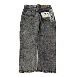 NOS Vintage Levi's 506 Denim Jeans Size 28x24 Kids Husky Black Wash Youth - Picture 1 of 11