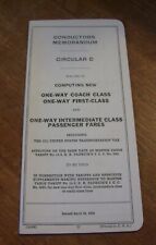 1956 Conductors Memorandum Circular D One-Way Passenger Fare Table Booklet 