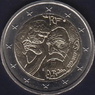 法国 2 欧元 2017 "AUGUSTE RODIN" UNC BIMETALLIC — 第 1/2 张图片