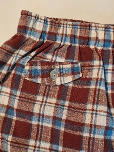 Vintage 70s Swim Trunks Swim Shorts Mens 2X Blue Red (Brick) Plaid Cotton/Poly - Picture 1 of 11