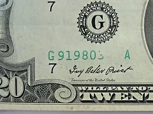 Banconota ERRORE:1950-A $20 FRN con numeri di serie mancanti - Stampa su oggetto straniero. - Foto 1 di 10