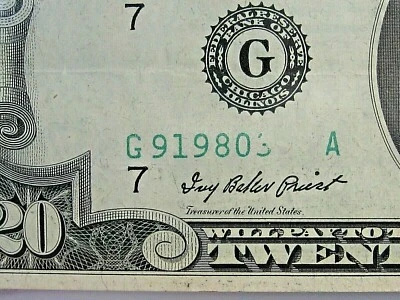 ERROR Note:1950-A FRN w/ Missing Serial Numbers - Print over Foreign Object - Image 1 of 4