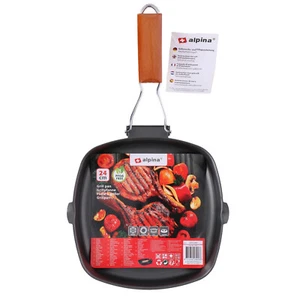 24cm Faltbare Antihaft Grillplatte Grillpfanne Holzgriff PFOAFree Küche Kochen - Bild 1 von 6
