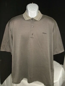 MADE IN ITALY BERNINI BEIGE/BLACK GEO DESIGN 100% COTTON S/S POLO SHIRT SZ. XL - Picture 1 of 10