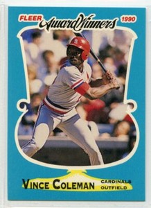 1990 Fleer Hill's Award Winners - #9 - Vince Coleman - St. Louis Cardinals
