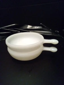 Milk Glass. Cooking Bowls. Anchor Hawking?  Handles - Picture 1 of 3