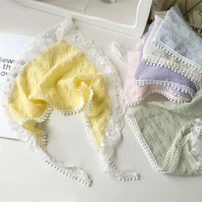 Women Lace Triangle Scarf Scarves Solid Color Hair Band Headscarf Bandana Shawls - Image 1 of 4