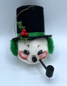 Annalee 3" Snowman Head with Green Earmuffs Ornament 783091 Christmas 1991 - Picture 1 of 6