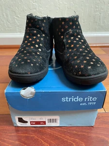 Stride Rite Toddler Girl's Zaria Boots 9W Suede Leather Black - Picture 1 of 8