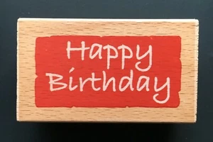 HAPPY BIRTHDAY GREETING SPECIAL OCCASION SCRIPT Sugarloaf Wood Rubber Stamp - Picture 1 of 3