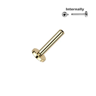 1,2mm Titan Gold Labret Ohr Tragus Helix Lippe Piercing Stab mit Innengewinde - Bild 1 von 2