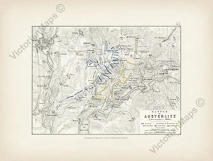 Napoleon Schlacht bei Austerlitz Karte Johnston Alison's Atlas 1850 Kunstdruck Poster - Bild 1 von 21