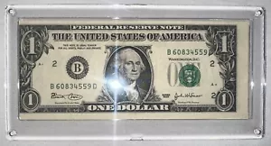Special 1 Dollar Bill Mis-cut Misprint Ink Shift 2003 B Unique Serious Error - Picture 1 of 6