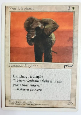 MTG Magic The Gathering Card War Elephant Summon White Chronicles Arabian Nights - Image 1 of 2