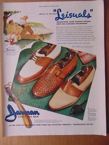 1946 JARMAN SHOES FOR MEN Leisuals vintage art print ad - Picture 1 of 1