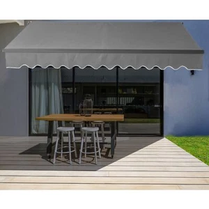 ALEKO Motorized Black Frame Retractable Home Patio Canopy Awning 10'x8' Grey - Picture 1 of 13