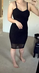 Sexy Gorgeous Express Midi Dress Fishnet Style Size 0 Black - Picture 1 of 9