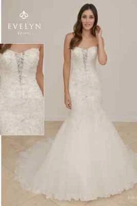 Evelyn Braut Brautkleid Kleid 12 Ivory Spitze Meerjungfrau Glitzer Schleppe #316 Prinzessin - Bild 1 von 10